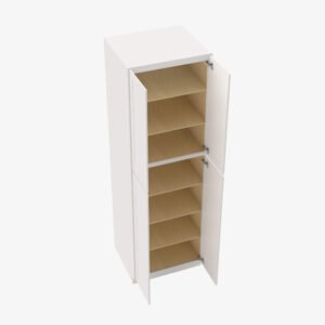 Forevermark Cabinetry  Rio Vista White Shaker VW-WP2490B Four Door 24 Inch Tall Wall Pantry Cabinet with Butt Doors