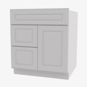 Forevermark Cabinetry   Gramercy White Single Door  30 Inch Combo Vanity with Right Drawers Cabinet