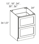 AZ-2DB36 2 36 Inch 2 Drawer Pack Base Cabinet
