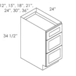AE-DB30 3 30 Inch 3 Drawer Pack Base Cabinet | Estate Brown Shaker