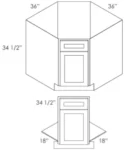 CZ-BDCF36 Single Door Cabinets 36 Inch Base Diagonal Corner Sink & Cabinets Cabinet | Cullian Champagne