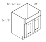CZ-FSB36B Double Door 36 Inch Farmhouse Sink Base Cabinet | Cullian Champagne
