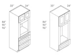 CZ-OM3384B Double Door 33 Inch Tall Double Oven / Oven Microwave Cabinet | Cullian Champagne