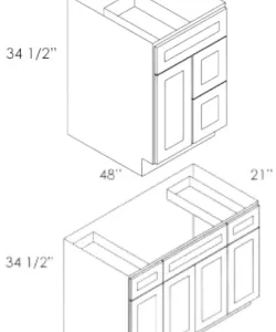 AE-S3021DL-34-1/2 Single Door Cabinets 30 Inch Combo VAEity with Left Drawer | Estate Brown Shaker