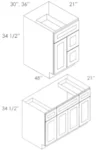 CZ-S3021DL-34-1/2 Single Door Cabinets 30 Inch Combo Vanity with Left Drawer | Cullian Champagne