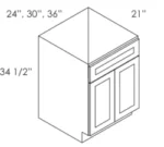 CZ-S3021B-34-1/2 Double Door 30 Inch Sink Base Vanity with Drawers | Cullian Champagne
