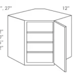 AE-WDC2430 Single Door Cabinets 24 Inch Wall Diagonal Corner Cabinet | Estate Brown Shaker